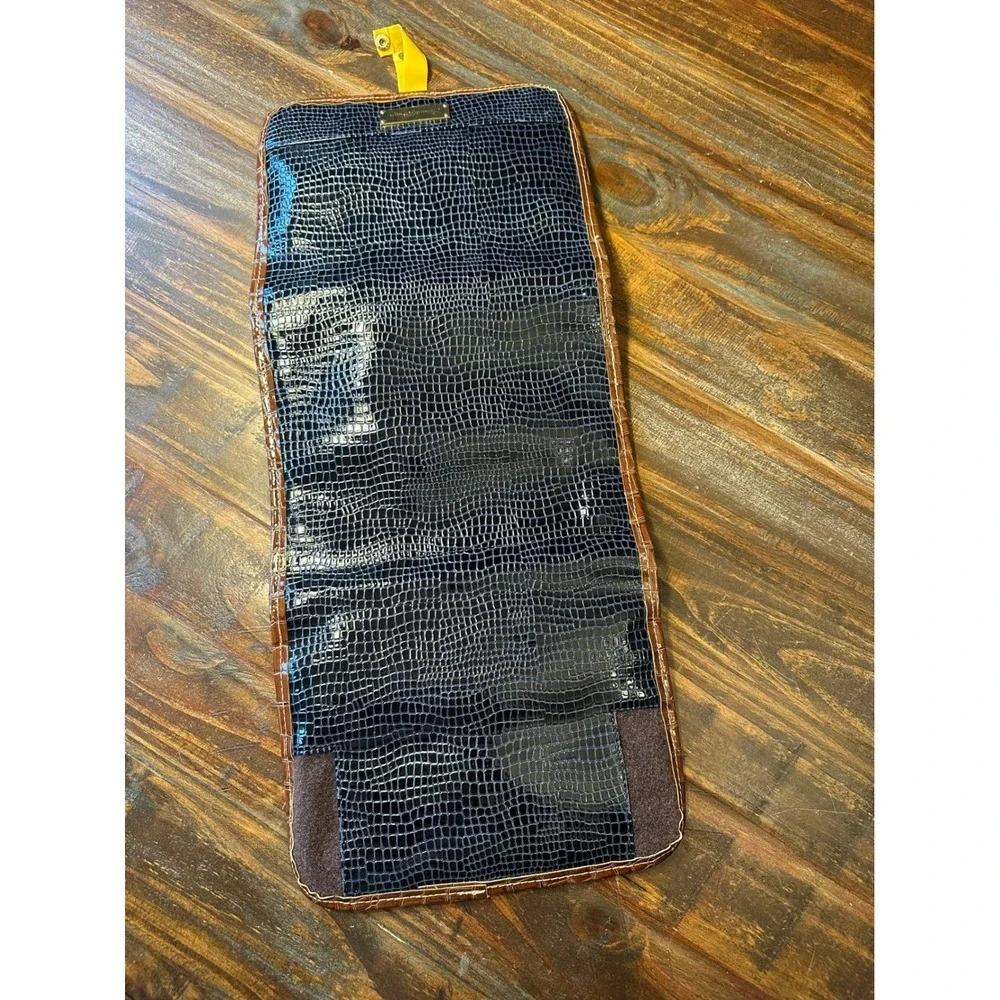 Samantha Brown & Navy Blue Faux Croc Hanging‎ Travel Toiletry Makeup Organizer